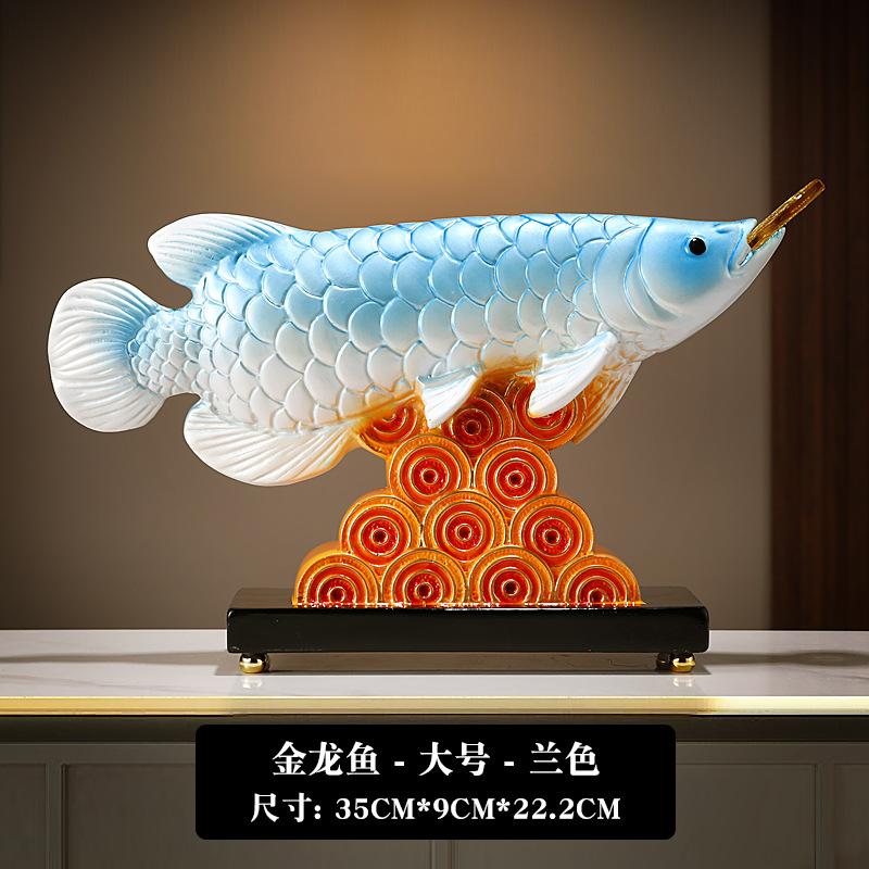 Golden Dragon Fish Sculpture Decoration Office Desktop Decoration Resin Zhaocai Crafts Modern Home Decoration Accessories Gifts