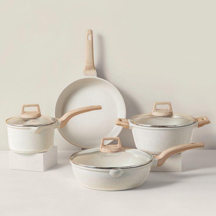 Granite Non-stick Cookware Set: Stovetop Milk Pot, Soup Pot, Wok, Frying Pan, Flat-bottomed Pan Kitchen Kit.