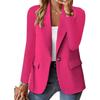 Women's Lapel Collar Long Sleeve Blazer Regular Fit Office Jacket Solid Color Business Blazer