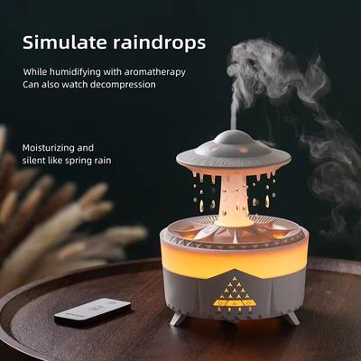 Regenwolken-Nachtlicht-Luftbefeuchter mit Regenwassertropfen-Sound und 7-Farben-LED-Licht-Diffusor für ätherische Öle, Aromatherapie