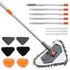 82 Inch Wall Cleaner Mop with Long Handle Baseboard Wall  Cleaner Tool 360° Rotating with 6 Microfiber Chenille Replacement Pads