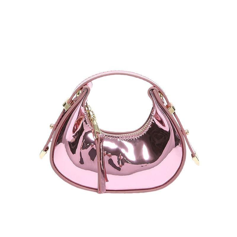 Women's Textured Crossbody Lipstick Bag: Candy Color Mini Crescent