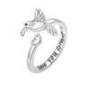 New Personalized Hummingbird Heart Open Ring For Women Versatile Love Letter Adjustable Finger Ring Fashion Jewelry Accessory