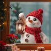 Winter Window Ornaments Christmas Snowman with Lantern Cling, Cute Static Glass Sticker, PVC Festival Atmosphere Decor Reusable Sticker for Doors and