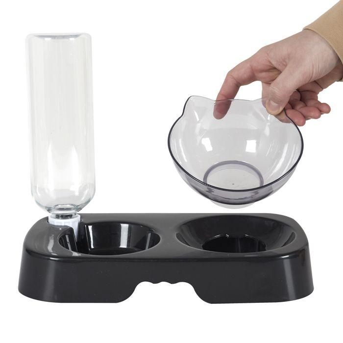 Gamelle et Distributeur d'Eau - THE CONCEPT - Ergonomique - Noir - Pour Chats - Intérieur