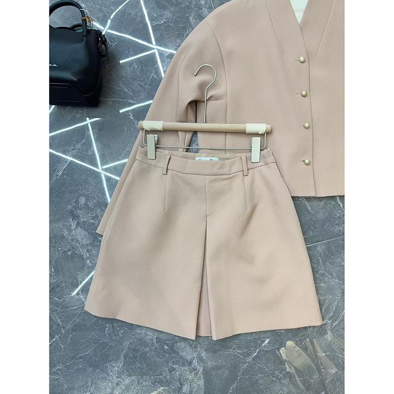 2025 Women's Pink Wool Silk Blend Short Skirt