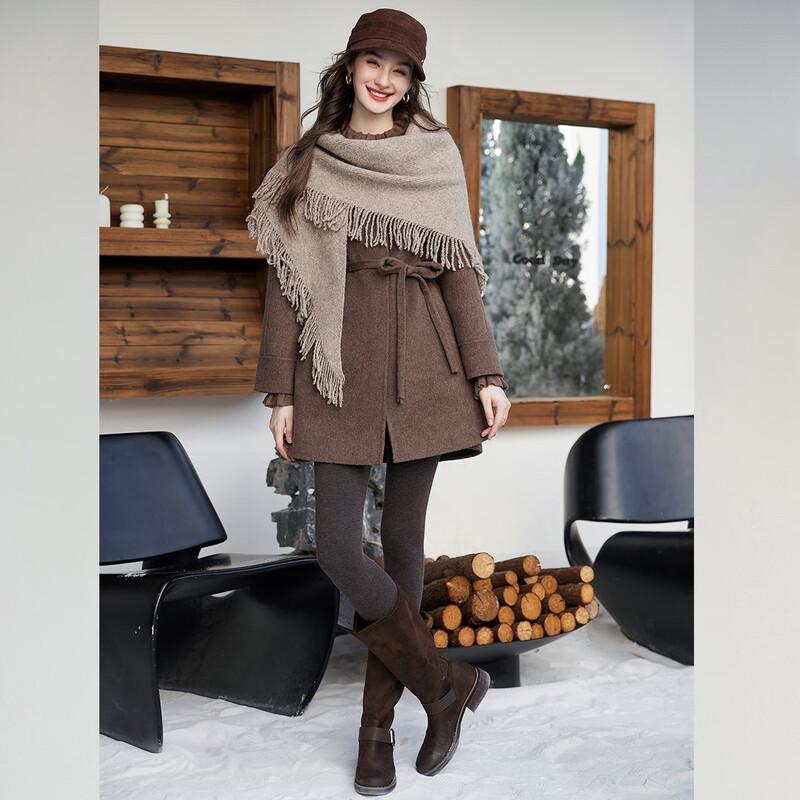 Bailuyu Women's Elegant Wool Blend Double-Faced Mid-Length Coat