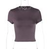 European and American Women's Clothing Summer New Fashion Versatile Solid Color Round Neck Slim Short-sleeved T-shirt Top Wholesale