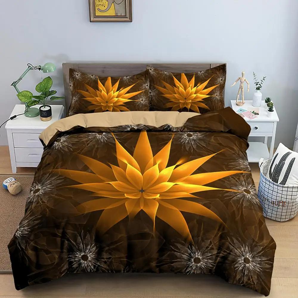 Mandala Flower Duvet Cover Set Bohemian Comforter Cover Exotic Floral Double Queen King Size Comforter Cover For Teens Adults