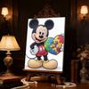 Disney Mickey Series Pearl Inlaid Frameless Art | Creative Rainbow Puzzle Heart | Modern Wall Decor for Adult Lounge & Living Space