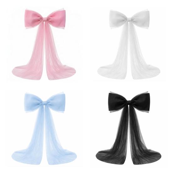 Extra Large Organza Bow Decoration 39 x 59 Inch Giant Tulle Bow with Tie And Long Ribbon Tails