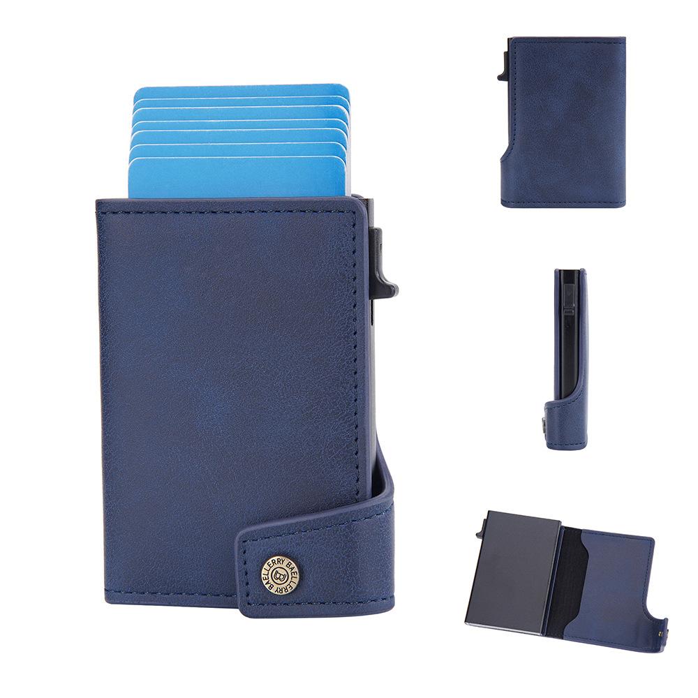 New card bag male retro side push elastic card metal aluminum box anti-magnetic simple card clip