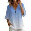 Damen V-Ausschnitt Kurzarm T-Shirt, Vintage Blumenprint Lockere Passform Lässiges Baumwoll-Leinen Oberteil