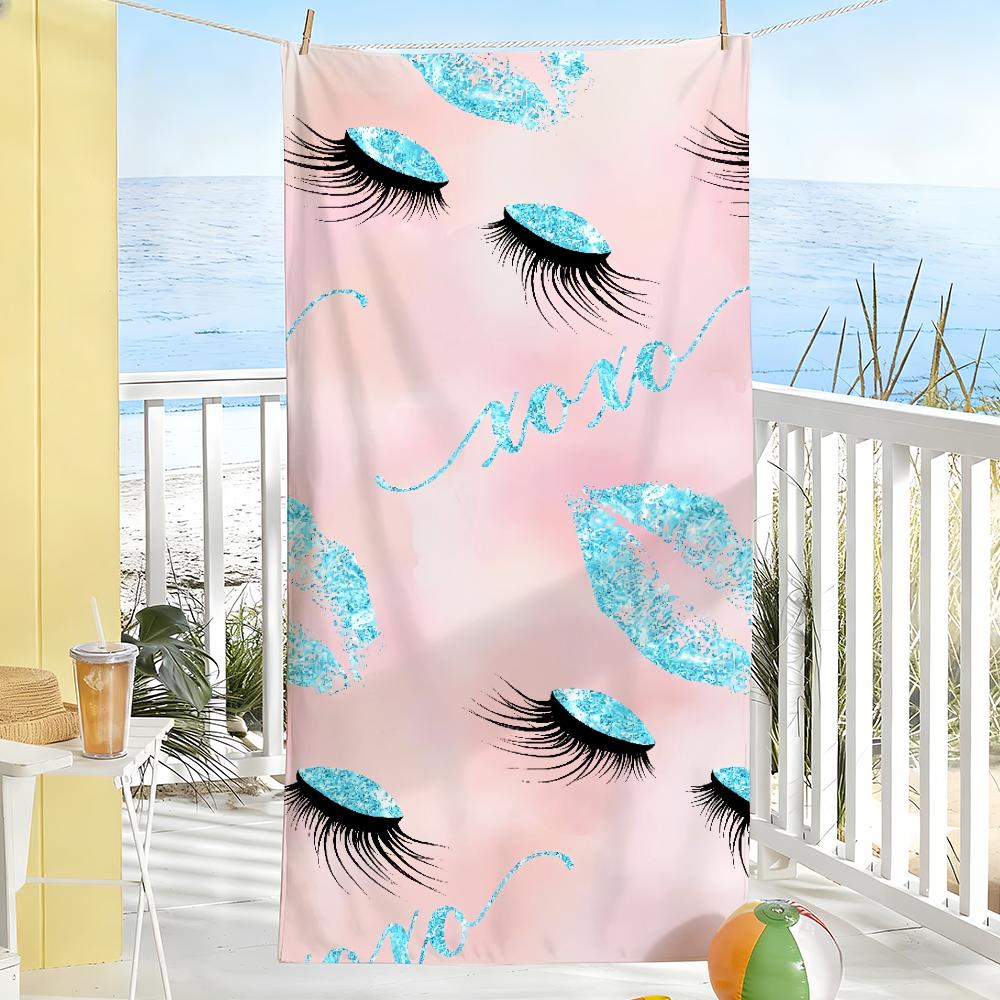 

Beauty Pretty Lashes Print Towel Soft Pool Gift For Travel Gym Shower Camping Quick Dry Sports Large Beach Towels W30*H60(CM)