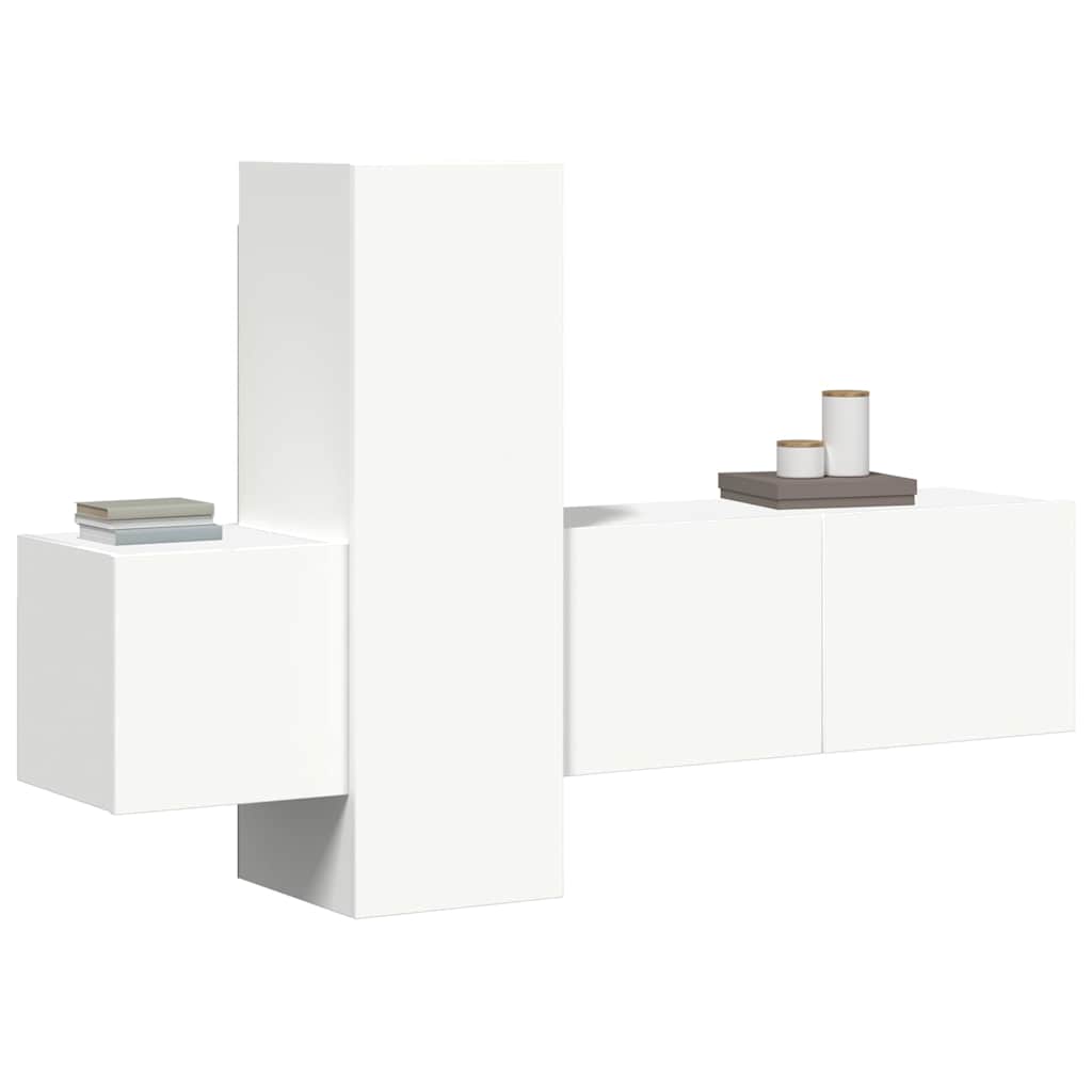 Vidaxl 3-Cz. TV Cabinet Set, White, Wood-Based Material