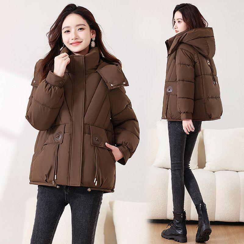Fashion Korean Style Short Hooded Loose Warm Winter Thickened Cotton Padded Coat Simple Design