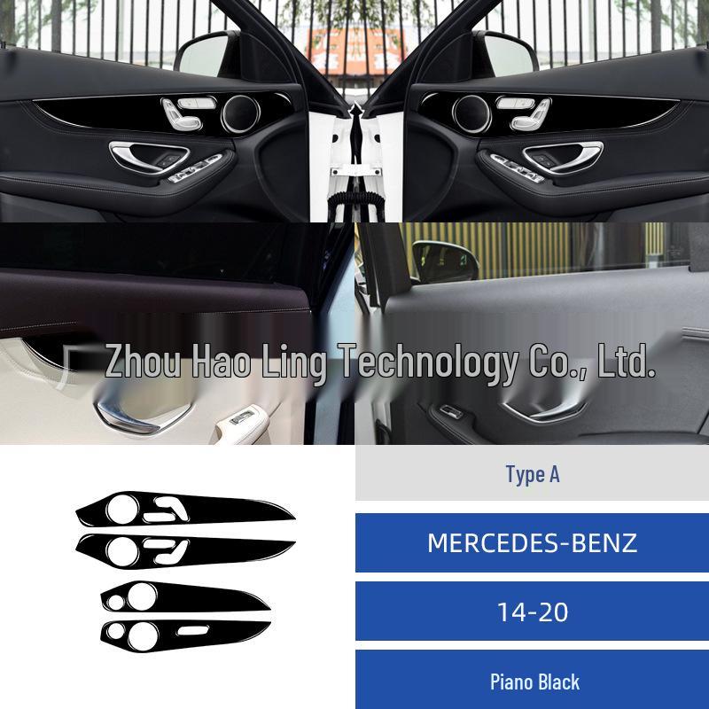 Piano Black Door Trim Sticker for 2014-2020 Mercedes C-Class W205 Interior