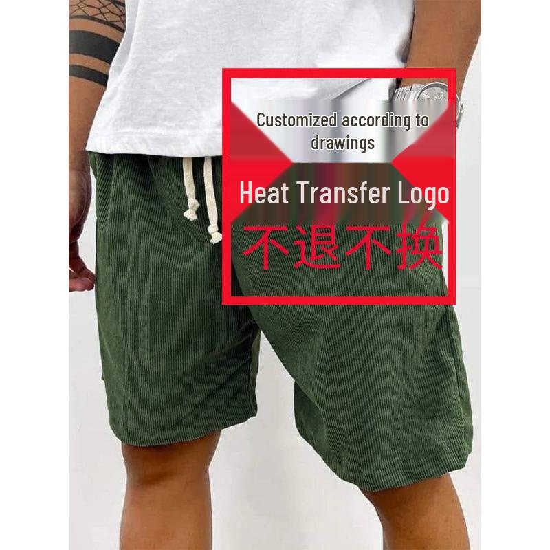 European American Retro Corduroy Men s Summer Drawstring Shorts - Trendy Sports Casual Style S