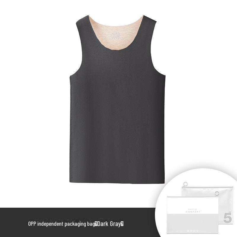 

Мужской бесшовный терможилет из шелка и шерсти - утолщенный бархат, без рукавов, осенне-зимняя одежда XL темно-серого