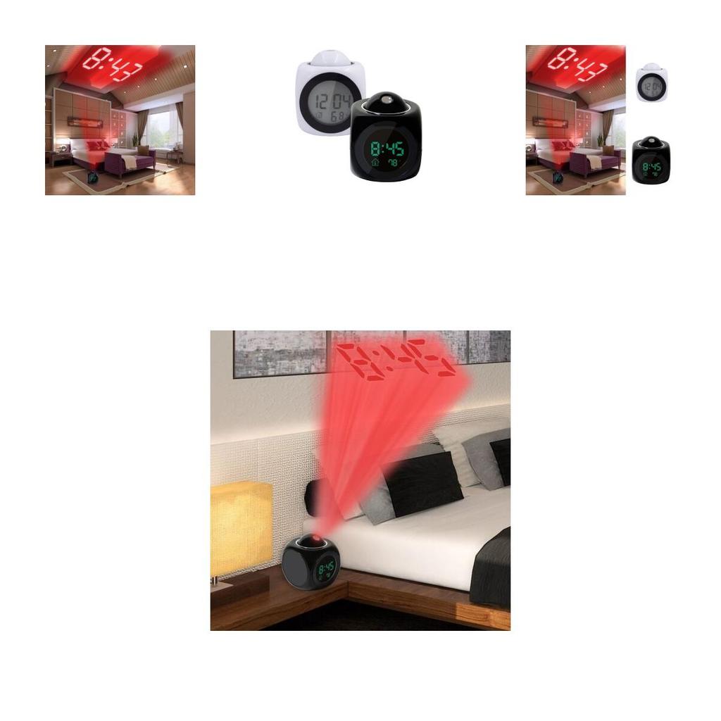 Classic Digital Alarm Clock Multifunction With Voice Talking And Bright Led Projection Temperature Display