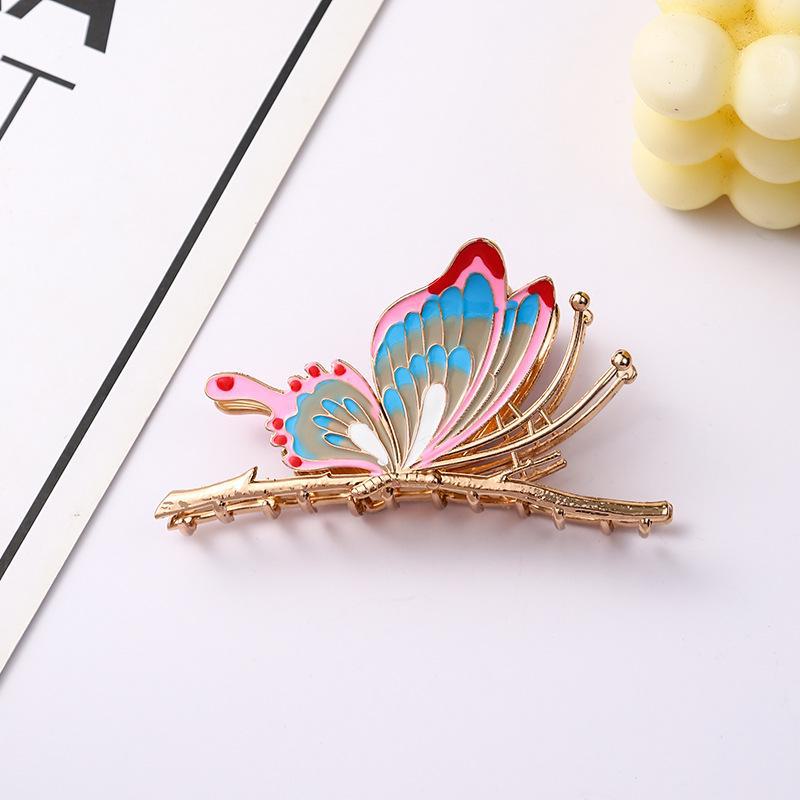 9-Color Painted Butterfly Hairpin - Ancient Style Shark Clip Ornament