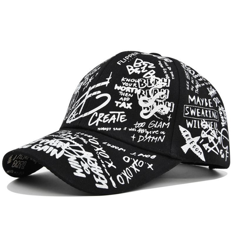 

Baseball Duck Cap Cap Graffiti Printed Hat Painted Visor Hat Trend Fashion Cap White Black