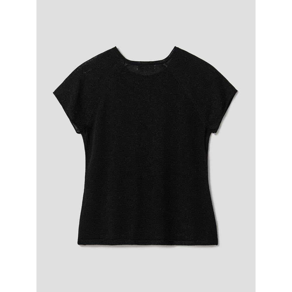 Anggae Basic Fine Knit T-Shirt Black
