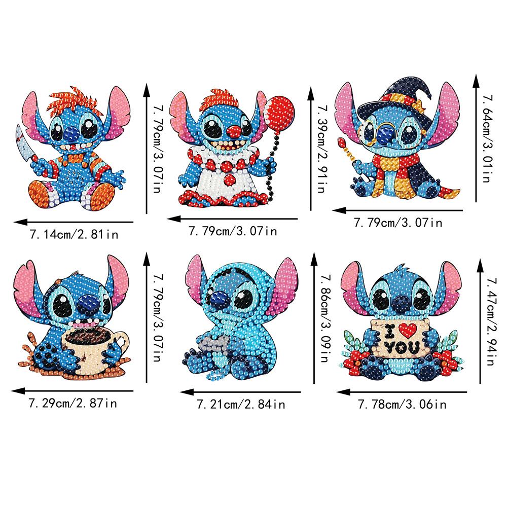 6pcs/Set The Stitch Series Diamond Painting Magnets for Refrigerator Diamond Art Fridge Magnets for Adults Diamond Art Refrigerator Magnets Kits