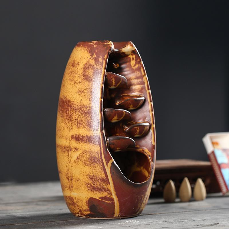 With 10Cones Free Gift Chinese Traditional Waterfall Incense Burner Ceramic Incense Holder,Option for Mixed Incense Cones