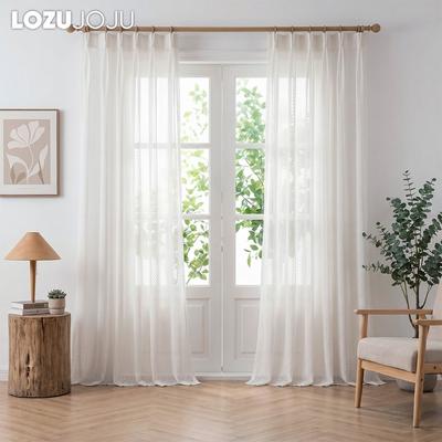 1PC LOZUJOJU Minimalist Filter Jacquard Sheer Curtain, Fresh and Versatile Transparent Curtains for Bedroom Living Room Home Decor