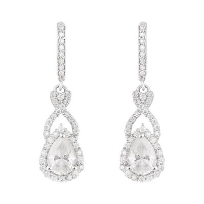 Moissanite Halo Infinity Design Drop Earrings - 925 Sterling Silver