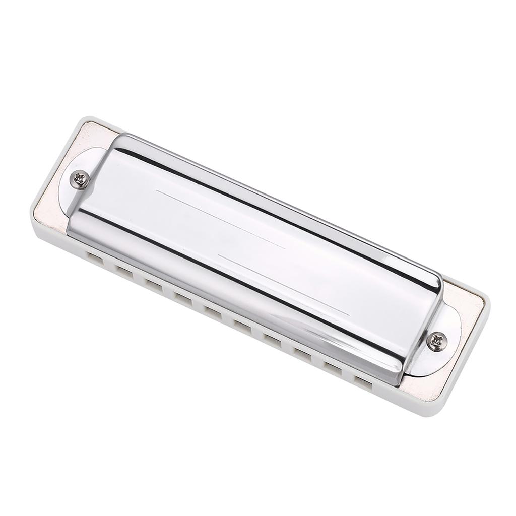 KONGSHENG AM 20D Phosphor Bronze Reed 10 Hole 20 Tone Blues Harmonica In the Key of C(White)