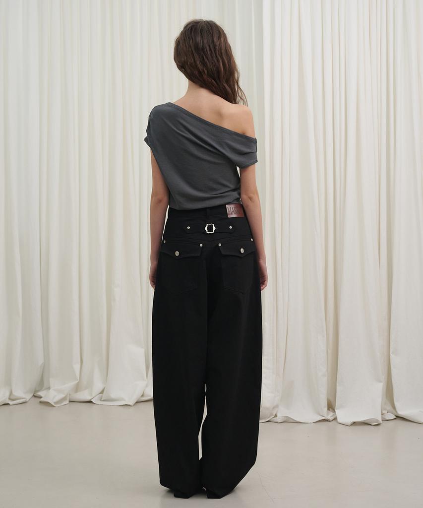 MARROT Curved Cotton Pants_Black