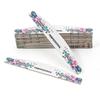 Available: Gray Professional Wood Nail File with Rose Design - Thin, Washable, for Shaping and Polishing Nails