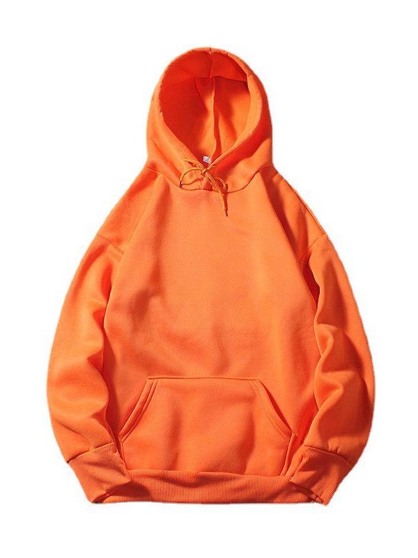 Women's 2024 Autumn/Winter Plus Velvet Loose Hooded Sweatshirt - Solid Color, Casual