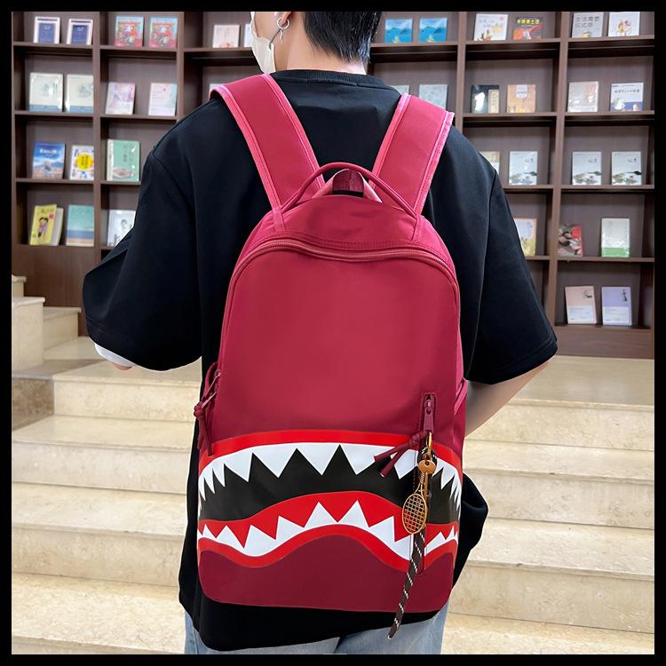 Schoolbag Men's Backpack Travel Bag Fashion Backpack Student School Bag Large Capacity Street Trend Shark Bag