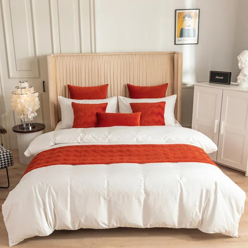 European Style Velvet Lace Trimmings Bed Runner Home Hotel Decoration Bed Flag Wedding Room Bed Tail Pillowcase