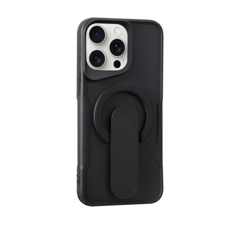 For Magsafe Magnetic Push Pull Holder Ring Luxury Solid Color Phone Case For iPhone 16 Pro Max 14 11 12 13 15 Pro Max Back Cover