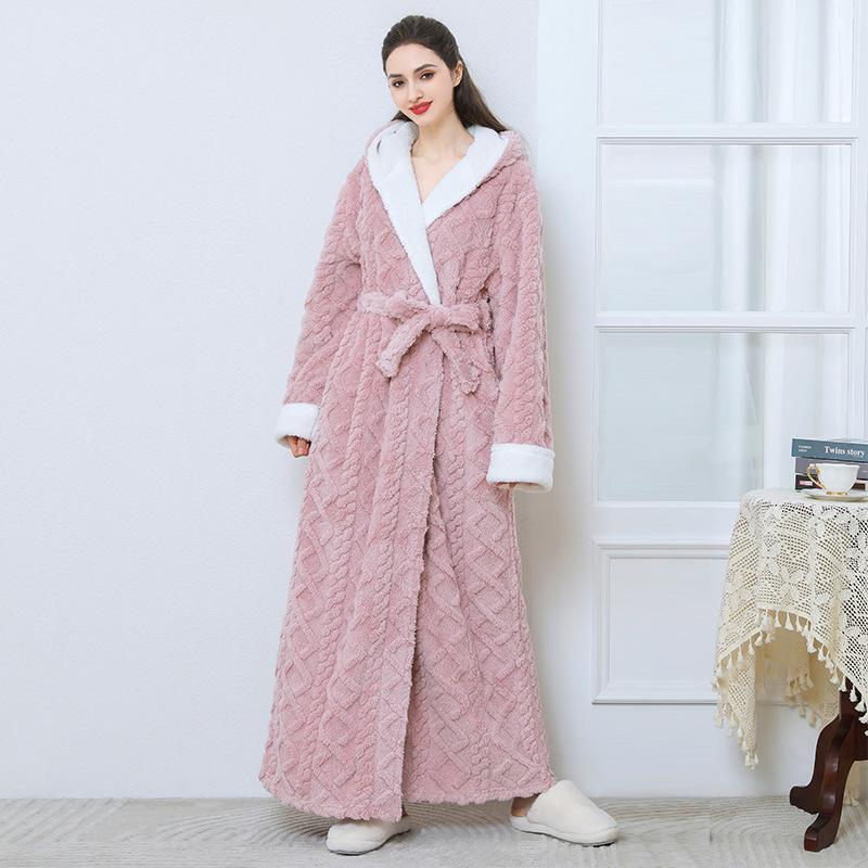 Halat de Baie cu Glugă de Iarnă pentru Bărbați Halate de Baie Lungi din Pluș cu Glugă Halat de Baie Confortabil și Călduros Halat de Spa Pufoasă cu Buzunare Halat de Casă pentru Bărbați Halate Pufoase din Fleece