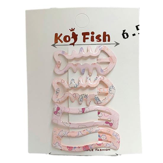 

4Pcs Girl Hairpins Childlike Pattern Fish Bone Geometry Shape Strong Grip Bang Hair Pins Rounded Edges Party Hair Accessories D