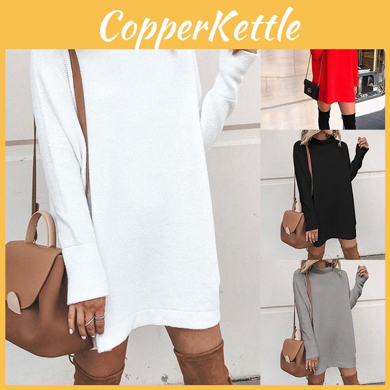 Ultra-soft Women Warm Knitted Long Sleeve Dress Perfect For Autumn And Winter