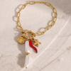 European and American stainless steel ocean water bracelet neck chain design sense pearl pendant necklace fashion