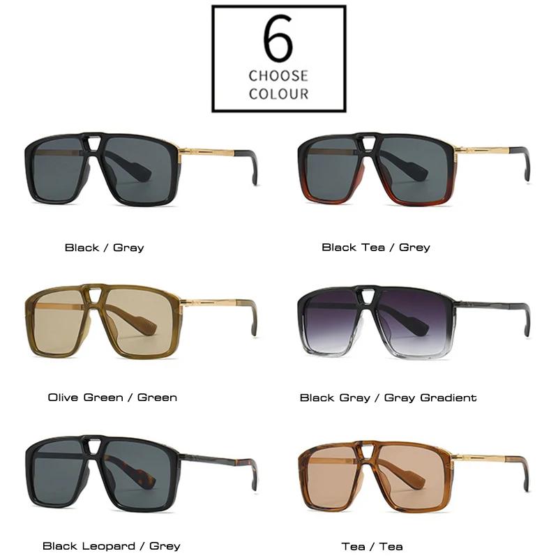 SHAUNA Retro Double Bridges Men Pilot Sunglasses Shades UV400 Fashion Rivets Women Gradient Sun Glasses