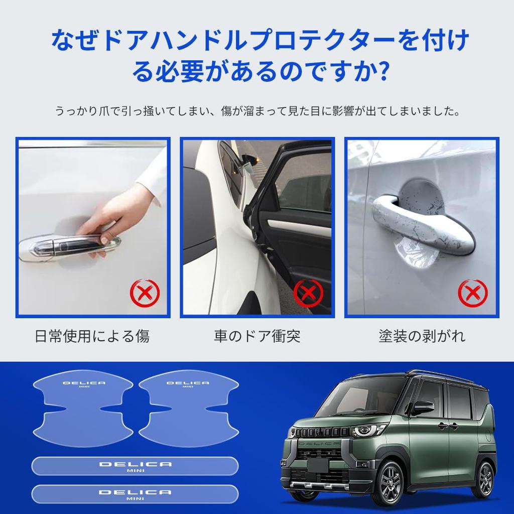 LUTU Door Handle Protector for Delica Mini May Comfortable To the Paint Easy and Features a Dedicated Logo (Models B34A, B35A, B37A, B38A) (Released