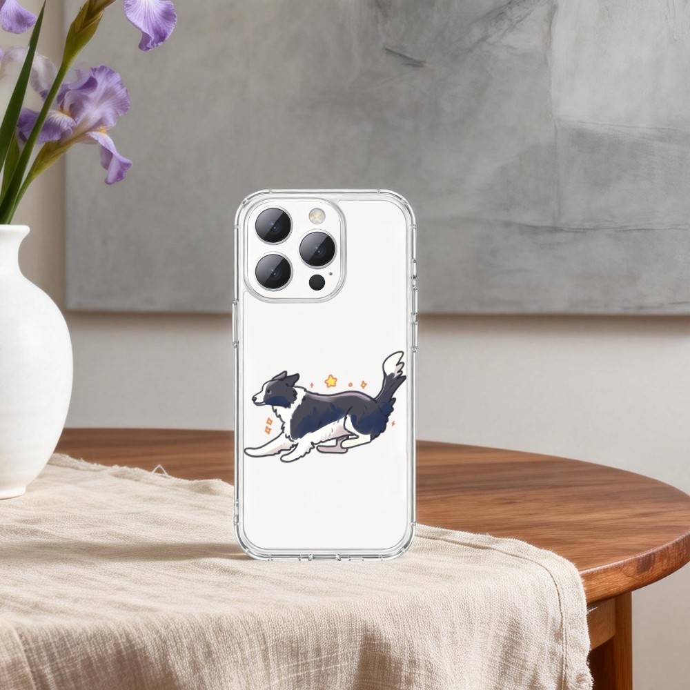 cute border collie dog Phone Case For iPhone17,16,15,14,13Pro Max,us,Soft Silicone Transparent Cover