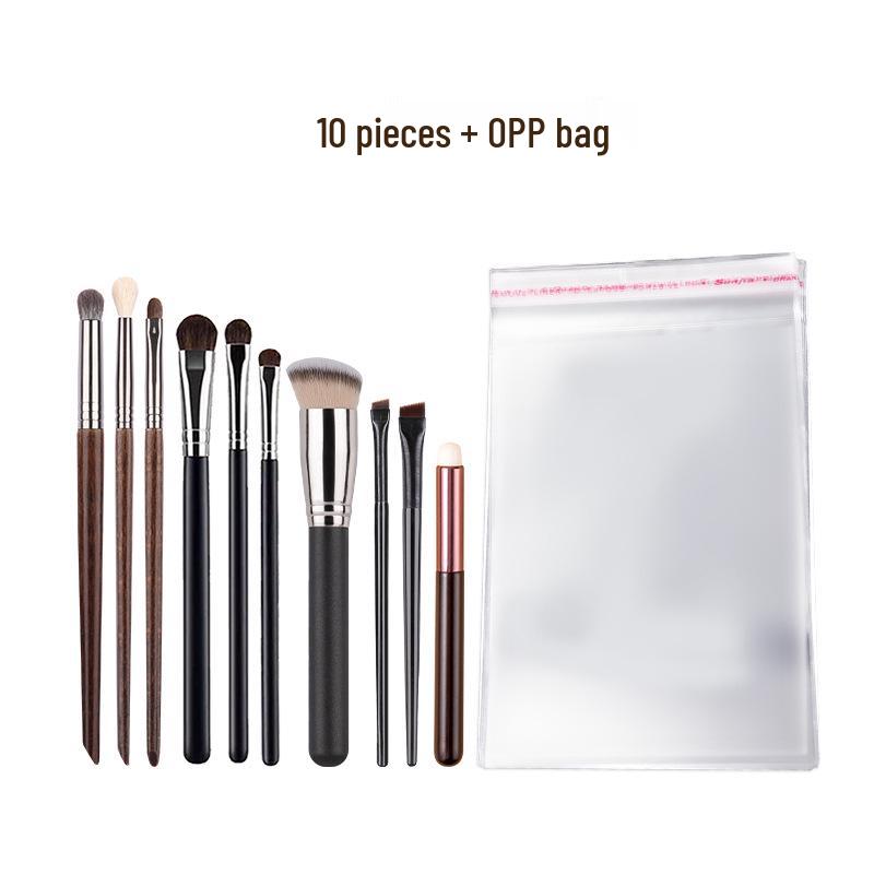 10-Piece Animal Hair Makeup Brush Set: Foundation, Blade, Pony Hair Eyeshadow Brushes, Super Soft.