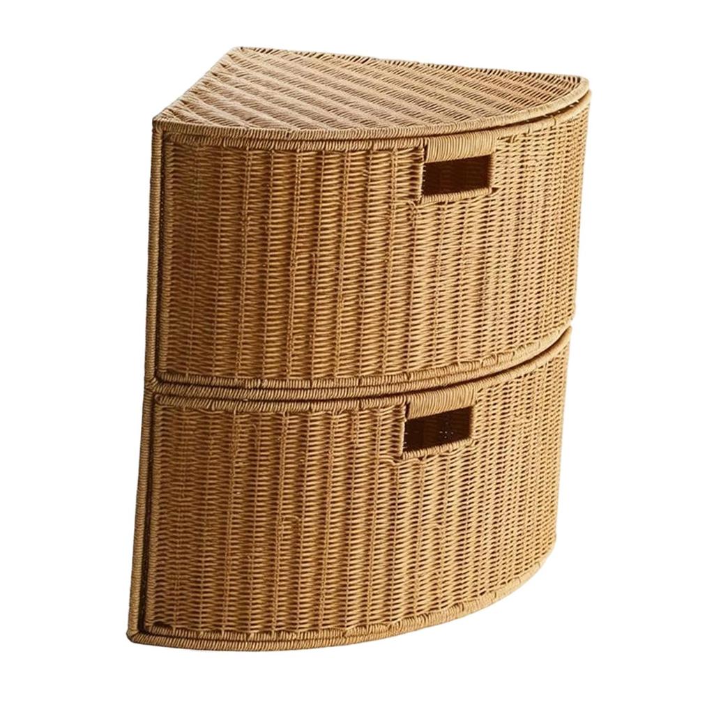 2 Tier Corner Storage Basket Stackable Wardrobe Organizer for Books Clothing S