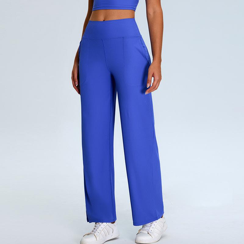 Sweatpants autumn and winter casual loose yoga pants women's threaded pockets wide-leg straight running quick-drying fitness pants