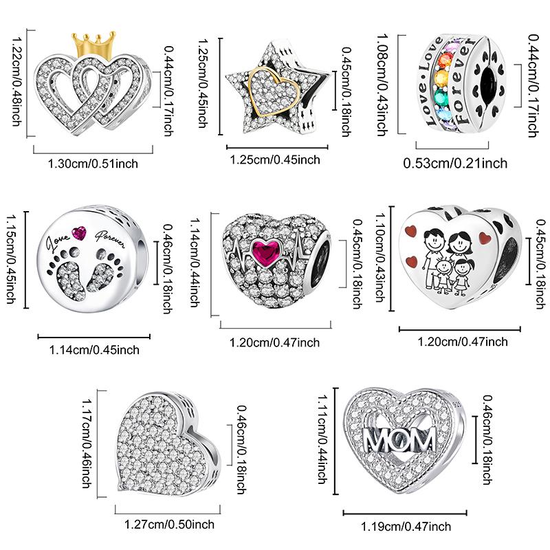 Kupfer Mehrfarbig Liebesherz Serie Charms Perlen Passen Original Pan Armband Armreifen DIY Feiner Schmuck Für Frauen