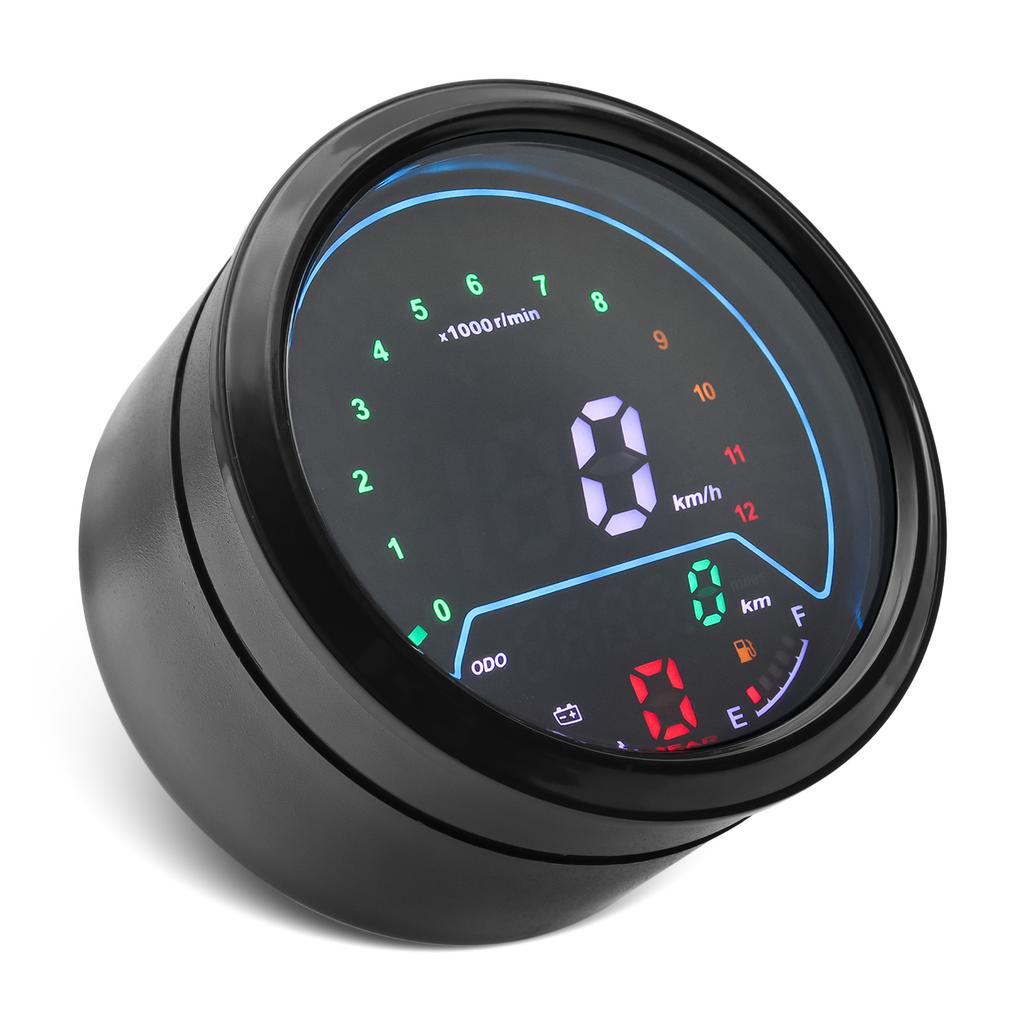 New Motorcycle Instrument with Speedometer Odometer Tachometer LCD Oil Gauge Gear Light Indicator Light Voltage Meter Kmh Mph